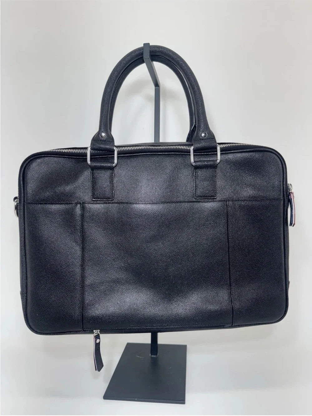 Cole Haan Black Leather Slim Laptop Briefcase Unisex Style